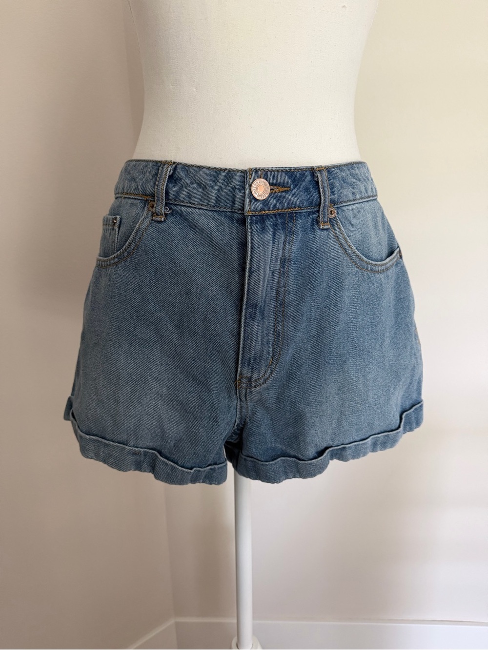 Forever 21 Light Blue Rolled-Hem Denim Shorts